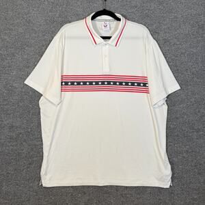 Puma Volition America Polo Shirt Mens XL White Performance Stars Stripes USA
